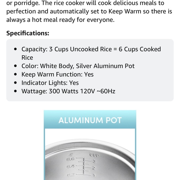 Elite Gourmet ERC003 Electric Rice Cooker with Automatic Keep Warm Makes Soups, - Picture 8 of 15